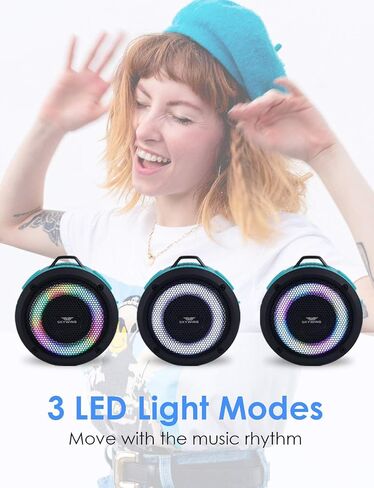 Shower Speaker, Certified IPX7 Waterproof,Portable Bluetooth Speaker with Suction Cup,Hook,Light, Stocking Stuffers, Premium Mini Outdoor Wireless Speaker, Ideal Gift for Christmas (Blue) in Kuwait