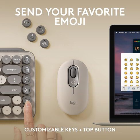 Logitech POP Keys Wireless Mechanical Keyboard with Emoji Keys - Cosmos | Customizable emoji keys, durable compact design, USB connectivity, multi-device, multi-OS compatible in Kuwait