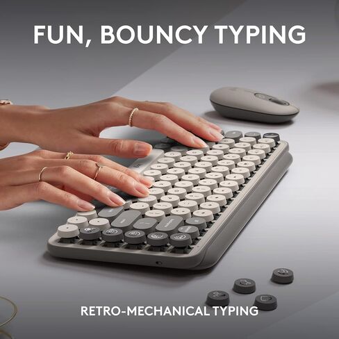 Logitech POP Keys Wireless Mechanical Keyboard with Emoji Keys - Cosmos | Customizable emoji keys, durable compact design, USB connectivity, multi-device, multi-OS compatible in Kuwait