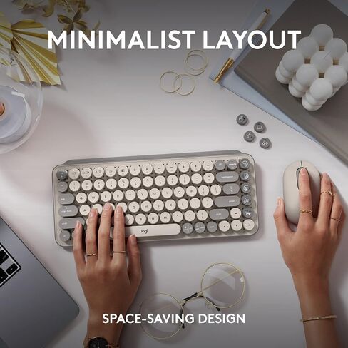 Logitech POP Keys Wireless Mechanical Keyboard with Emoji Keys - Cosmos | Customizable emoji keys, durable compact design, USB connectivity, multi-device, multi-OS compatible in Kuwait