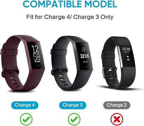 [عبوتين] كابل شاحن متوافق مع Fitbit Charge 3 / Charge 4، بديل كابل حامل USB للشحن للساعة الذكية Fitbit Charge 3 / Charge 4 (3 أقدام/0.5 قدم) in Kuwait