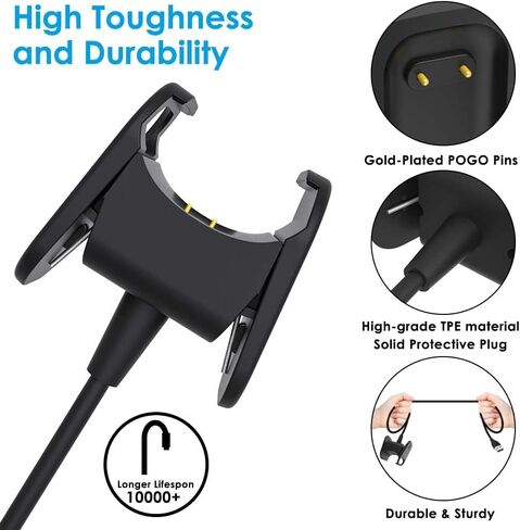[عبوتين] كابل شاحن متوافق مع Fitbit Charge 3 / Charge 4، بديل كابل حامل USB للشحن للساعة الذكية Fitbit Charge 3 / Charge 4 (3 أقدام/0.5 قدم) in Kuwait