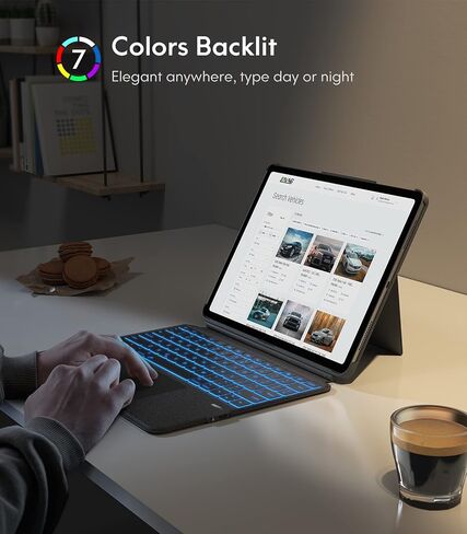 حافظة لوحة مفاتيح لجهاز iPad Pro مقاس 12.9 بوصة (الجيل السادس - 2022) مغناطيسية قابلة للفصل من CHESONA، لوحة تتبع متعددة اللمس، إضاءة خلفية بـ 7 ألوان، لوحة مفاتيح بلوتوث مغناطيسية مع مسند لجهاز iPad Pro 12.9 الجيل السادس/الخامس/الرابع/الثالث in Kuwait