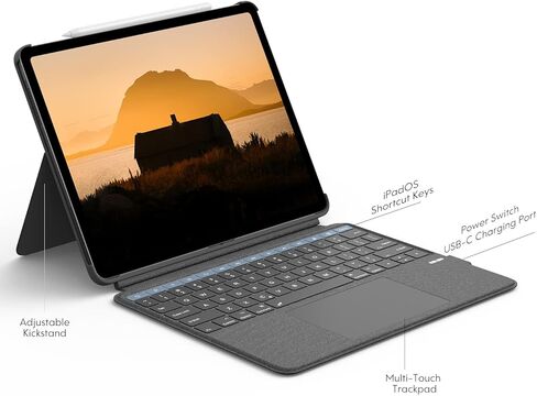 حافظة لوحة مفاتيح لجهاز iPad Pro مقاس 12.9 بوصة (الجيل السادس - 2022) مغناطيسية قابلة للفصل من CHESONA، لوحة تتبع متعددة اللمس، إضاءة خلفية بـ 7 ألوان، لوحة مفاتيح بلوتوث مغناطيسية مع مسند لجهاز iPad Pro 12.9 الجيل السادس/الخامس/الرابع/الثالث in Kuwait