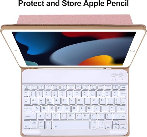 حافظة لوحة مفاتيح تعمل باللمس لجهاز iPad الجيل التاسع/الثامن/السابع - (10.2 بوصة، إصدار 2021/2020/2019)، بلوتوث لاسلكي قابل للفصل، غطاء فوليو للنوم/الاستيقاظ التلقائي مع حامل قلم رصاص (أسود / لوحة التتبع) in Kuwait