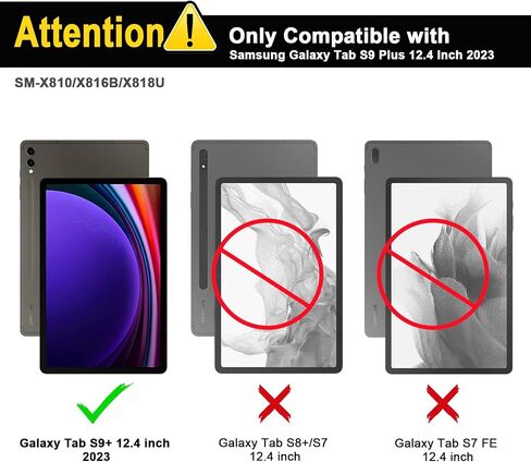GOKOCO Samsung Galaxy Tab S9 Plus/S9 FE+ 12.4 inch 2023 Keyboard Case with S Pen Holder,S9+ Detachable Wireless Bluetooth Keyboard for Model (SM-X810/X816B/X610/X616B)-Black in Kuwait