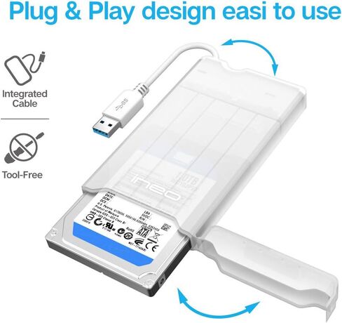 ineo 2.5 inch USB 3.1 Gen 2 Type C Tool-Free External Hard Drive Enclosure for 9.5mm & 7mm SATA HDD SSD [C2573c] in Kuwait
