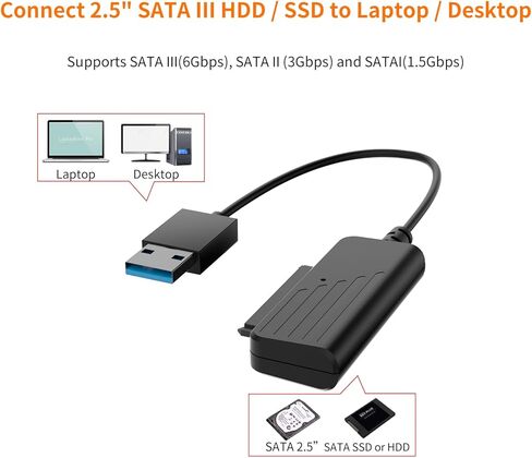 SSD SATA Adaper USB 3.0 إلى SATA III لـ 2.5 بوصة SSD & HDD 9.5 مم 7 مم حاوية القرص الصلب الخارجي تدعم بحد أقصى 6 تيرابايت مع UASP in Kuwait