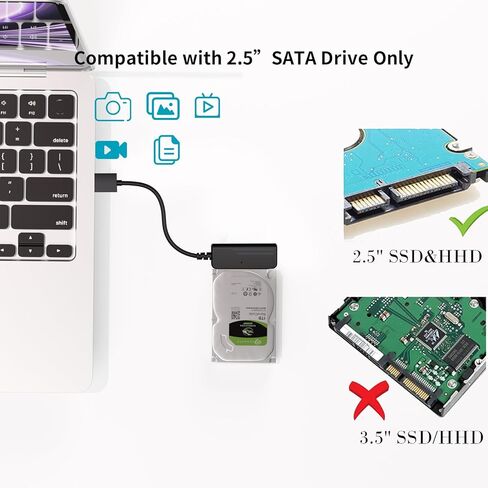 SSD SATA Adaper USB 3.0 إلى SATA III لـ 2.5 بوصة SSD & HDD 9.5 مم 7 مم حاوية القرص الصلب الخارجي تدعم بحد أقصى 6 تيرابايت مع UASP in Kuwait