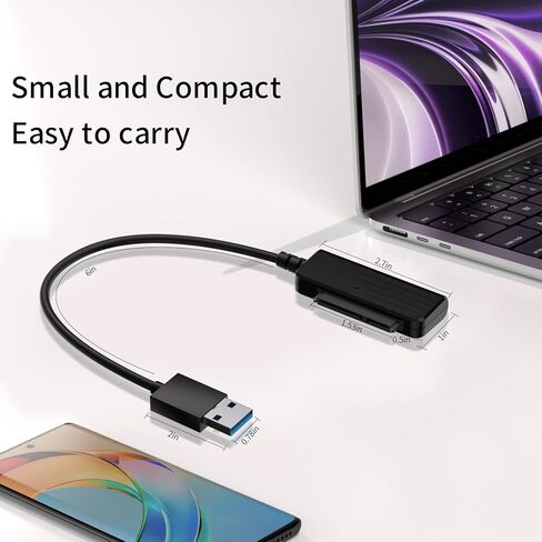SSD SATA Adaper USB 3.0 إلى SATA III لـ 2.5 بوصة SSD & HDD 9.5 مم 7 مم حاوية القرص الصلب الخارجي تدعم بحد أقصى 6 تيرابايت مع UASP in Kuwait