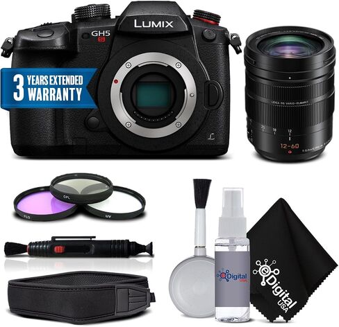 كاميرا باناسونيك لوميكس DC-GH5S الرقمية بدون مرآة مع مجموعة عدسات Leica DG Vario-Elmarit مقاس 12-60 مم in Saudi Arabia