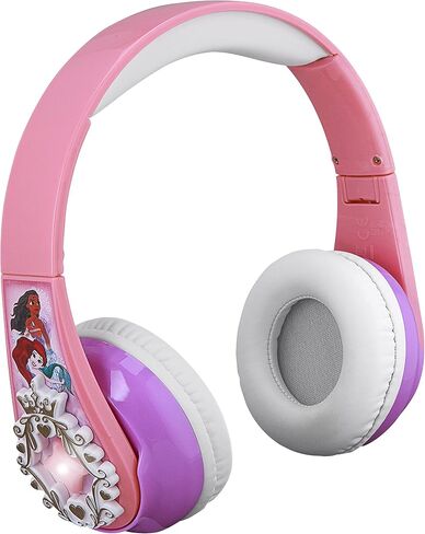 eKids Disney Princess Bluetooth Headphones with EZ Link, Wireless Headphones with Microphone and Aux Cord, Kids Headphones for School, Home, or Travel in Saudi Arabia