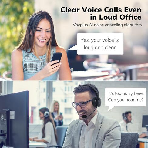 ELEVOC Trucker Bluetooth Headset with Microphone, Wireless Headset with AI Noise Cancelling, 35 Hrs Talk Time On-Ear Headphone with Mute Button for Trucker, WFH, Skype, Zoom Meeting, Call Center in Kuwait