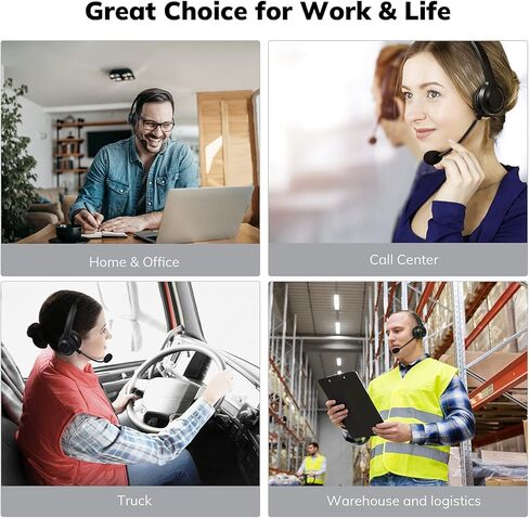 ELEVOC Trucker Bluetooth Headset with Microphone, Wireless Headset with AI Noise Cancelling, 35 Hrs Talk Time On-Ear Headphone with Mute Button for Trucker, WFH, Skype, Zoom Meeting, Call Center in Kuwait