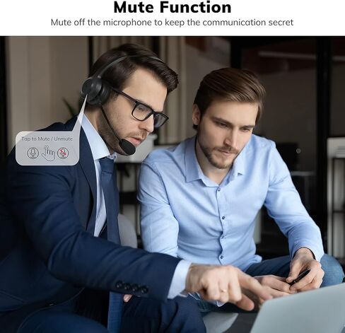 ELEVOC Trucker Bluetooth Headset with Microphone, Wireless Headset with AI Noise Cancelling, 35 Hrs Talk Time On-Ear Headphone with Mute Button for Trucker, WFH, Skype, Zoom Meeting, Call Center in Kuwait