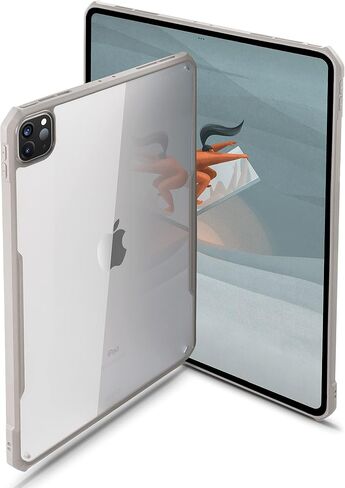 حافظة TineeOwl iPad Pro مقاس 12.9 بوصة 2022، 2021، 2020، 2018 (الجيل السادس، الخامس، الرابع، الثالث) رفيعة للغاية، ظهر شفاف، ممتص للصدمات من مادة TPU، يدعم الشحن اللاسلكي لقلم Apple (أزرق داكن/ظهر شفاف) in Kuwait