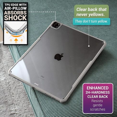 حافظة TineeOwl iPad Pro مقاس 12.9 بوصة 2022، 2021، 2020، 2018 (الجيل السادس، الخامس، الرابع، الثالث) رفيعة للغاية، ظهر شفاف، ممتص للصدمات من مادة TPU، يدعم الشحن اللاسلكي لقلم Apple (أزرق داكن/ظهر شفاف) in Kuwait