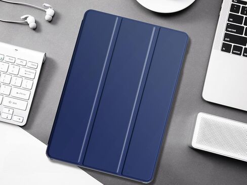 حافظة MoKo تناسب جهاز Kindle Fire HD 10 & 10 Plus الجديد تمامًا (الجيل الحادي عشر، إصدار 2021) مقاس 10.1 بوصة - غطاء حامل ثلاثي الطي من جلد البولي يوريثان النحيف وغطاء خلفي صلب بلوري مع تنبيه/غفو تلقائي، نيلي in Kuwait