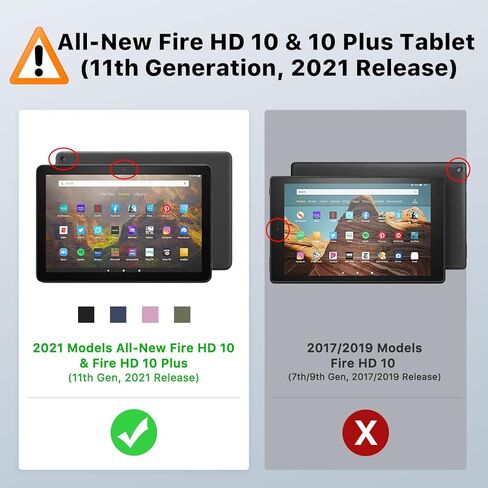حافظة MoKo تناسب جهاز Kindle Fire HD 10 & 10 Plus الجديد تمامًا (الجيل الحادي عشر، إصدار 2021) مقاس 10.1 بوصة - غطاء حامل ثلاثي الطي من جلد البولي يوريثان النحيف وغطاء خلفي صلب بلوري مع تنبيه/غفو تلقائي، نيلي in Kuwait