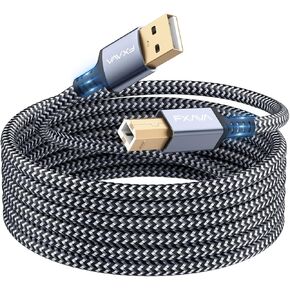 USB Printer Cable 20 Foot - Nylon Braided High Speed Long USB2.0 A to B Printer Cord for HP, Canon, Epson, Dell, Brother, Lexmark, Xerox, Scanner & MIDI in Kuwait