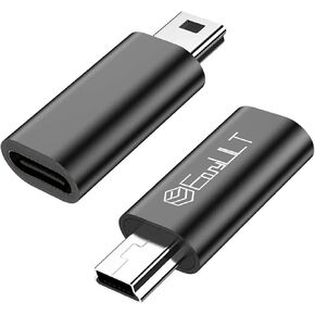EasyULT USB C to Mini USB 2.0 Adapter 2 Pack, Mini USB to USB C Adapter for Connecting Compatible Laptops/Tablets, MP3 Players, Digital Cameras etc. (Black) in Kuwait