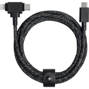 Native Union Belt Cable Duo – 5ft Ultra-Strong Braided Universal Charging Cable – Made with Recycled Materials – 2-in-1 Multi-Device MFi Certified Connectors for Lightning & Type-C Devices (Kraft)