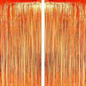 Black Foil Fringe Curtains Metallic Tinsel Foil Fringe Curtains Happy Birthday Baby shower Retirement Bachelorette Halloween New Year Anniversary Party Celebration Photo Booth Backdrop Decoration, 2pc