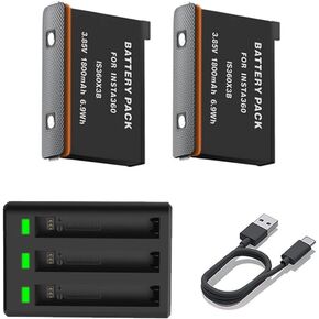 بطارية من قطعتين لكاميرا انستا 360 X3 وقاعدة شحن لكاميرا انستا 360 X3 360 1800mAh بطارية انستا 360 × 3 in Kuwait