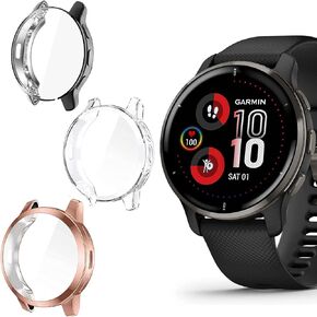 Venu 2 Plus Case, Lamshaw All-Around Protective TPU Bumper Cover Screen Protector Case Cover Compatible for Garmin Venu 2 Plus Smartwatch (Black)