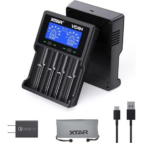 18650 Battery Charger XTAR VC4H 4bays 21700 Battery Charger USB C Charger AA AAA Battery Charger (VC4H+QC3.0 Adapter) in Saudi Arabia