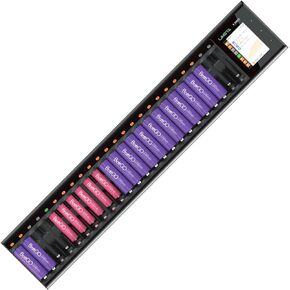 LIMETA 24 Bay AA AAA Battery Charger - High Speed Charger with Discharge Function and LCD Display - for Li-ion, LiHv, NiMH, NiCd, HiFe, NiZn Rechargeable Batteries and More in Kuwait