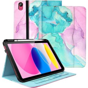 حافظة Zonefoker لجهاز iPad الجيل العاشر 2022، وغطاء حماية iPad 10 Gen 10.9 بوصة مع حامل قلم رصاص، وحامل عرض متعدد الزوايا، وتصميم الجيب، وحافظات جلدية قابلة للطي للنساء والرجال، أزرق رخامي in Kuwait