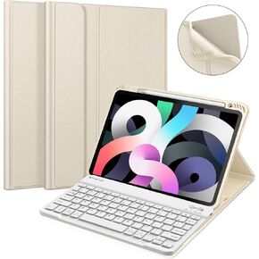 حافظة لوحة المفاتيح Fintie لجهاز iPad Air الجيل الخامس (2022) / iPad Air الجيل الرابع (2020) مقاس 10.9 بوصة مع حامل أقلام - غطاء خلفي ناعم من مادة TPU مع لوحة مفاتيح بلوتوث قابلة للفصل مغناطيسيًا، أرجواني أرجواني in Kuwait