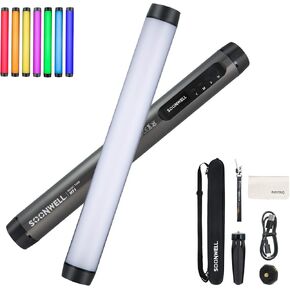 SOONWELL MT1 مصباح فيديو RGB LED مقاوم للماء وقابل لإعادة الشحن ومضاد للماء وقابل لإعادة الشحن، ضوء LED عاكس للضوء، CRI 96+، TLCI 97+ مع بطارية مدمجة 7650 مللي أمبير في الساعة وتحكم عن طريق التطبيق in Kuwait