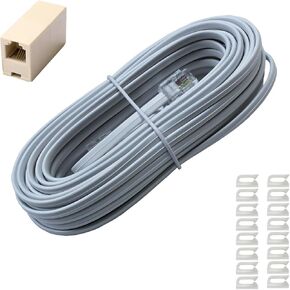 أسلاك هاتف SOTESIN للهواتف الأرضية بطول 25 قدمًا 𝐏𝐡𝐨𝐧𝐞 𝐄𝐱𝐭𝐞𝐧𝐬𝐢𝐨𝐧 𝐂𝐨𝐫𝐝 مع قابس RJ11 ومقرنات مدمجة في الخط in Kuwait