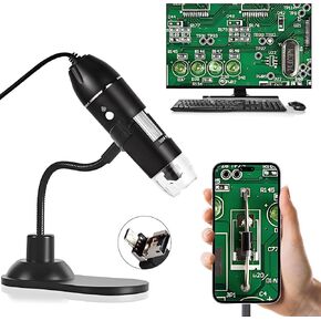 مجهر رقمي USB مريح تكبير 50x-1600x مع حامل قابل للتعديل، 8 مصابيح LED، كاميرا مجهر محمولة عالية الدقة للبالغين، والأطفال متوافق مع أجهزة كمبيوتر Android iPad Windows Mac in Kuwait
