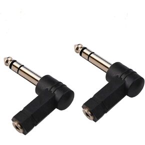 Oxsubor 1/4 Inch TRS to 3.5mm Right Angle Adapter,6.35mm Male to 3.5mm Female 90 Degree Stereo Headphone Audio Adaptor Converter Connector (1/4'' TRS Right Angle Adapter (2PCS)