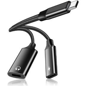 USB C to Lightning Audio Adapter, 2 in 1 USB C Male to Lightning Female Headphone Converter & PD 60W Charging Dongle Compatible with iPhone 15/15Pro, iPad Pro, iPad Air 5/4, MacBook, Galaxy S23/S22