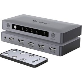 محول TOTU HDMI 4 منافذ (4 × 1) 4K 60 هرتز HDMI 2.0 مع جهاز تحكم عن بعد بالأشعة تحت الحمراء يدعم HDR وHDCP 2.2 تمرير وثلاثي الأبعاد وFull HD 1080P، متوافق مع PS3/PS4، Xbox 360/One، HDTV، مشغل بلو راي in Kuwait