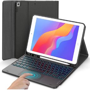 حافظة MicroPack iPad الجيل التاسع مع لوحة مفاتيح، لوحة مفاتيح لجهاز iPad الجيل الثامن، iPad الجيل السابع 10.2 بوصة، لوحة لمس ذكية 7 ألوان خلفية قابلة للفصل لجهاز iPad 9th/8th/7th Gen، 10.2 بوصة