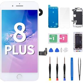 for iPhone 8 Plus Screen Replacement with Home Button White 5.5" 8plus 3D Touch LCD Display Digitizer Earpiece Full Assembly Front Camera Speaker Proximity Sensor Glass Fix Tools kit A1864 A1897 A1898