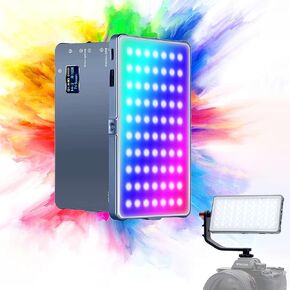 Nkmooxe T12 RGB Video Light, Portable RGB Camera Light, Built-in 4000mAh Battery, 360 Full Color 21 Light Effects, 2500-9000K LED Panel with Aluminum Alloy Body in Kuwait