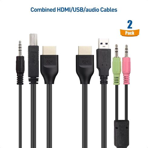 Cable Matters 4K 60Hz Dual HDMI KVM Switch for 2 Computers with USB 3.0 Ports, Support Keyboard-Based Hotkey Switching, USB 3.0 HDMI KVM 2 Monitors/KVM Dual HDMI with Keyboard Shortcut Switching in Saudi Arabia