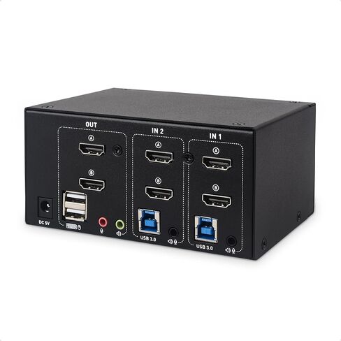 Cable Matters 4K 60Hz Dual HDMI KVM Switch for 2 Computers with USB 3.0 Ports, Support Keyboard-Based Hotkey Switching, USB 3.0 HDMI KVM 2 Monitors/KVM Dual HDMI with Keyboard Shortcut Switching in Saudi Arabia