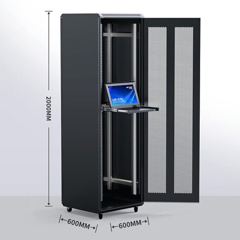 MT-VIKI Rack Mount KVM w/15.6" LCD Monitor, 8 Port VGA KVM Switch, 1080@60Hz 1U Integrated Monitor Keyboard, Fits 18.9" to 31.5" Deep Racks (480-800mm), Included 8 Cables for Server Room, Data Center in Kuwait