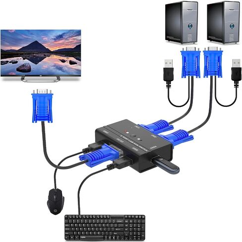 Yinker 2 in 1 Out VGA KVM Switch for 2 Computers 1 Monitor 1080P in Saudi Arabia