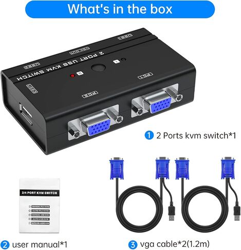 Yinker 2 in 1 Out VGA KVM Switch for 2 Computers 1 Monitor 1080P in Saudi Arabia