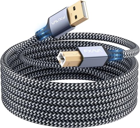 USB Printer Cable 20 Foot - Nylon Braided High Speed Long USB2.0 A to B Printer Cord for HP, Canon, Epson, Dell, Brother, Lexmark, Xerox, Scanner & MIDI in Kuwait