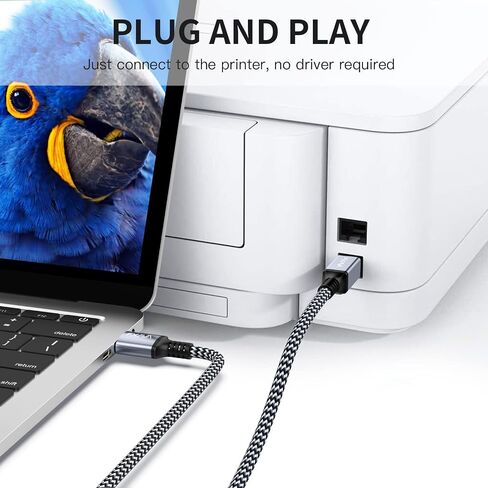 USB Printer Cable 20 Foot - Nylon Braided High Speed Long USB2.0 A to B Printer Cord for HP, Canon, Epson, Dell, Brother, Lexmark, Xerox, Scanner & MIDI in Kuwait