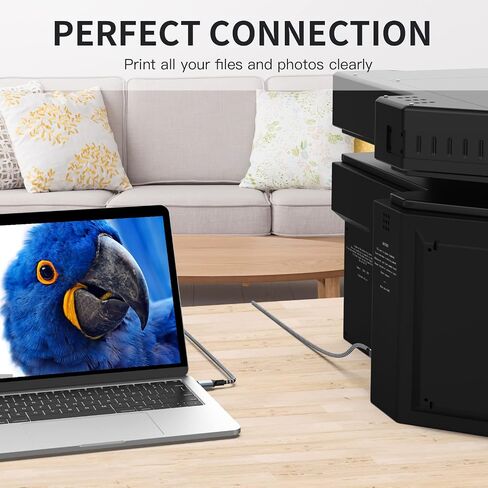USB Printer Cable 20 Foot - Nylon Braided High Speed Long USB2.0 A to B Printer Cord for HP, Canon, Epson, Dell, Brother, Lexmark, Xerox, Scanner & MIDI in Kuwait